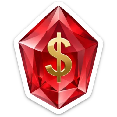 Red crystal with a $ drawn in the center of the crystal. sticker