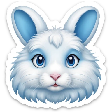 blue and white rabbit with ocean blue eyes sticker