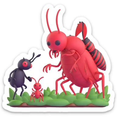 Sung Jin Woo confronting the ant king monster on Jeju Island sticker