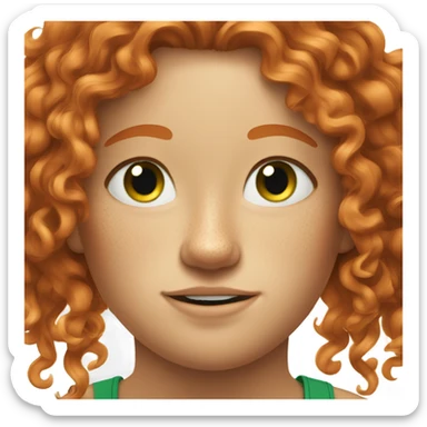 ginger curly long hair freckles green eyes sticker