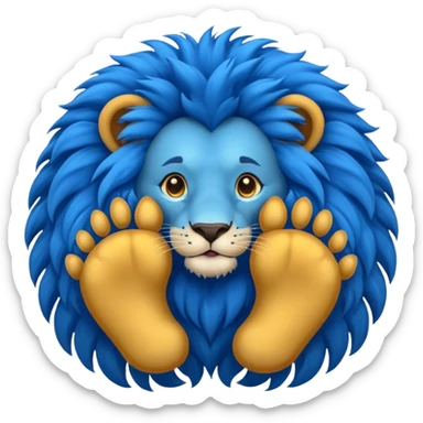 Lion feet with blue colour sticker