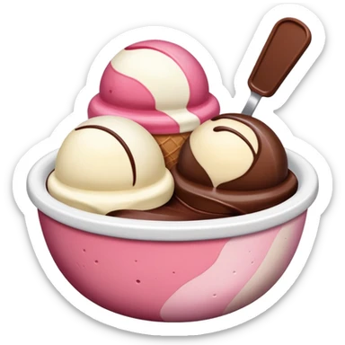 Neapolitan ice cream scoops in a bowl sticker