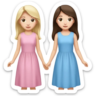blonde girl in light blue dress and long haired brunette girl in light pink dress sticker