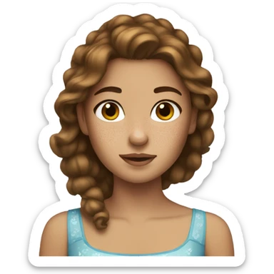 Princess with brown hair and freckles sticker