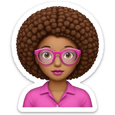 Girl with brown Afro and pink glasses  sticker
