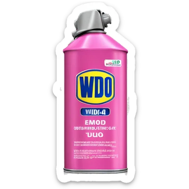 Realistic metallic pink oil can of WD40 isolated.  sticker