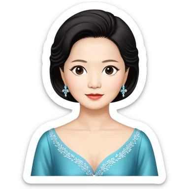 Teresa Teng famous Chinese singer with classic hairstyle, chest up portrait sticker