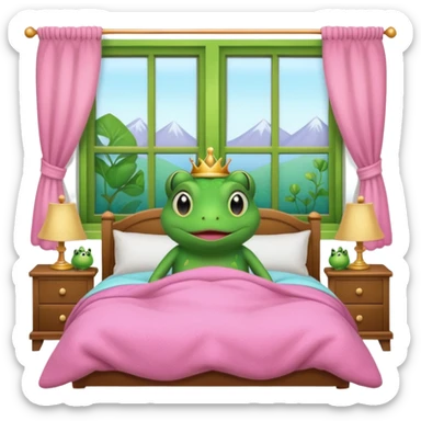 Princesse frog in her bedroom with pink sweater sticker