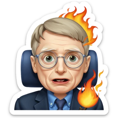 make an emoji of stephen hawking smoking weed, rolling his eyes like undertaker and spitting flames, with laser eyes  sticker