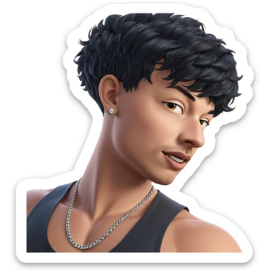 boy with black hair jewelry sticker
