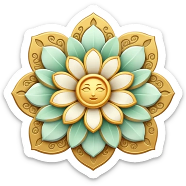 9 petal beauty currency, cool style, cool, beautiful art, ancient and celestial, currency with 9 petals sticker