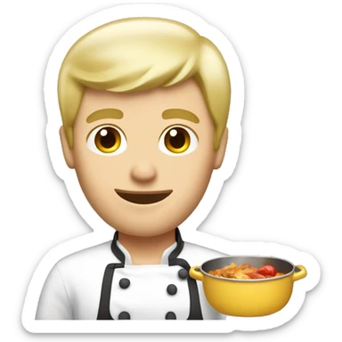 Blonde Caucasian man cooking food  sticker