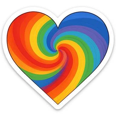 heart with a rainbow swirl sticker