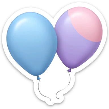 Three balloons set emoji, each of the balloon's color is light pastel blue, pastel pink, and pastel purple. IOS emoji style. sticker