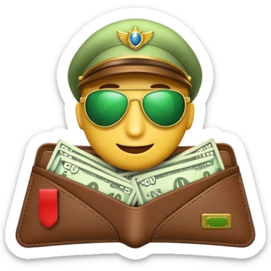 Aviator money emoji, wallet full of cash, casino vibe, premium 3D emoji style, clean, no background
 sticker
