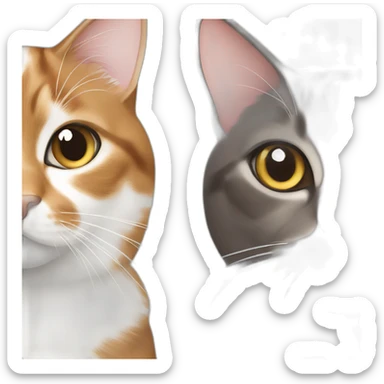 brown calico cat and gray white cat sticker