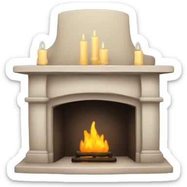 fireplace with candlesticks on top sticker