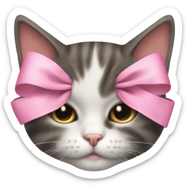 cat sleeping with pink bows on sticker