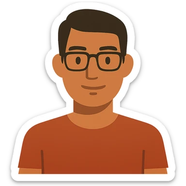 flat design style tan skin man with square glasses sticker