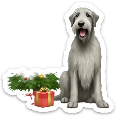  Irish wolfhound dog and christmas tree sticker
