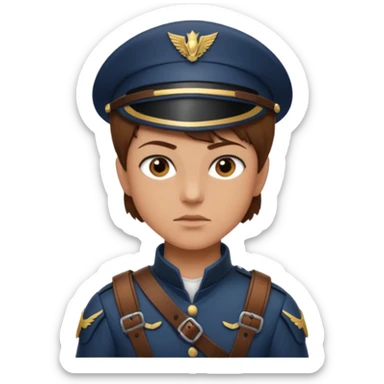A young legionnaire with short hair, leather straps, and determined focused eyes.
 sticker