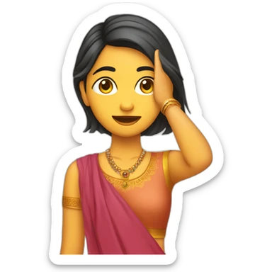 indian Gujarati teenager holding up a L with her hand on her her forehead sticker