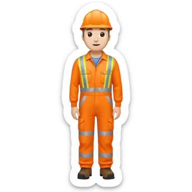 engineer hi-vis orange overalls standing full body sticker