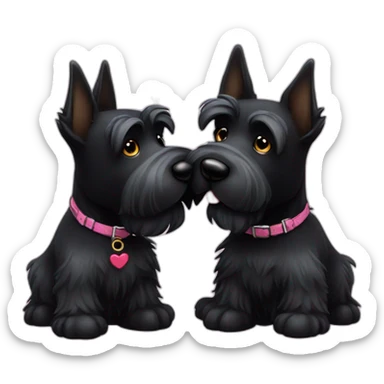 Senior Two black Scottish terrier kissing sticker