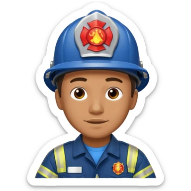 male firefighter on fire blue uniform sticker