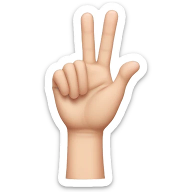 make a hand with with five fingers. the pointer finger, the thumb, and the middle finger should be pointed outward. the pinkie and the other finer should be pointing downward sticker