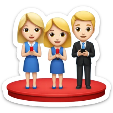 interview, three people, on stage sticker