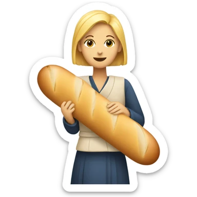 Woman hugging baguette  sticker