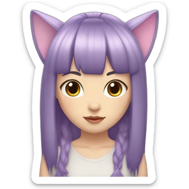 light-purple-blunt-bangs-mullet-hair-cat-ear-japanese-girl sticker