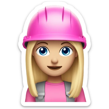 blonde girl with blue eyes in a pink construction material helmet sticker