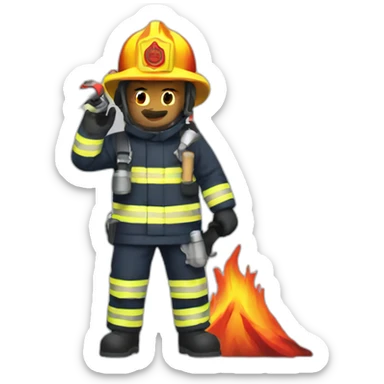 Firefighter extinguishing a vulcano sticker