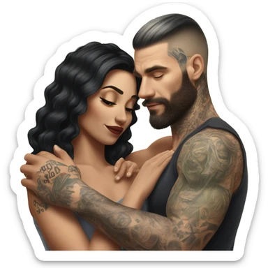Hyper Realistic beautiful woman touching a very handsome tattooed man sticker