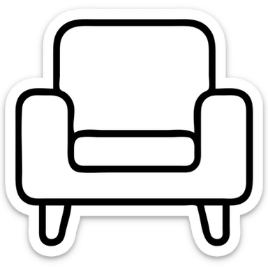 modern armchair icon with red outline, no fill sticker