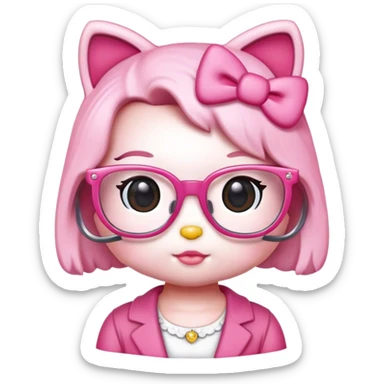 Hello Kitty pink with cute glasses sticker