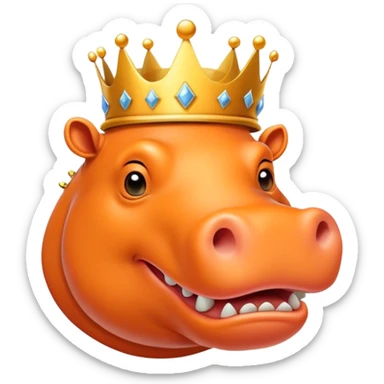 A orange hippo with a crown sticker