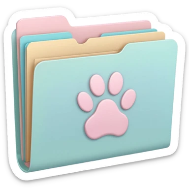 a pastel folder of documents with a pawprint on it sticker