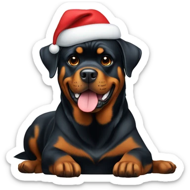 rottweiler with christmas hat sticker