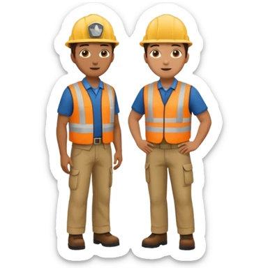 Landscaping company worker talking to another person, full body sticker