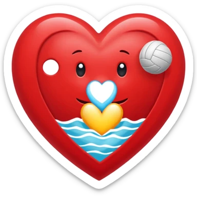 Natación  y voley en un corazón de color  sticker