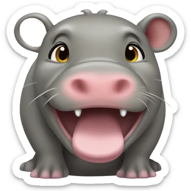 A weasel kissing a hippo sticker