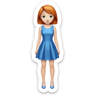 woman lshort ginger hair blue shiney dress full body sticker