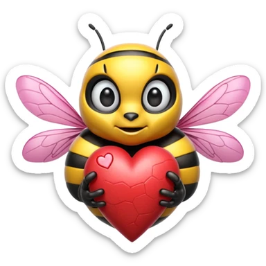 Bumblebee holding a heart, ultra realistic  sticker