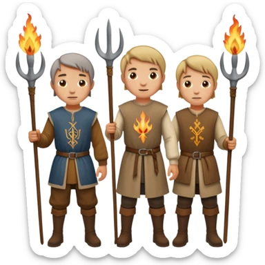 les villagois avec des fourches ou des torches sapé en moyen age sticker
