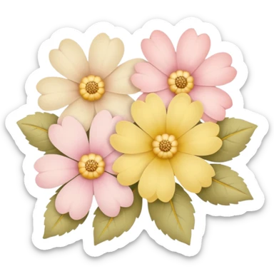 flowers in soft pink, beige and yellow pastel colors sticker