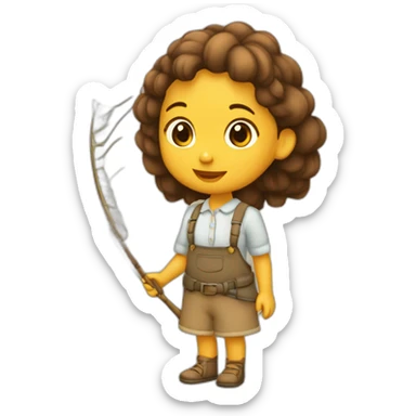 Niña pelo marron pescando  sticker
