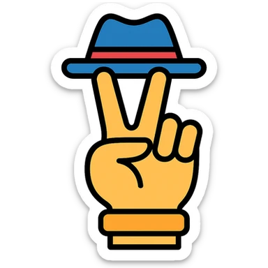 peace sign hand gesture, gangster vibe, color outline icon style sticker